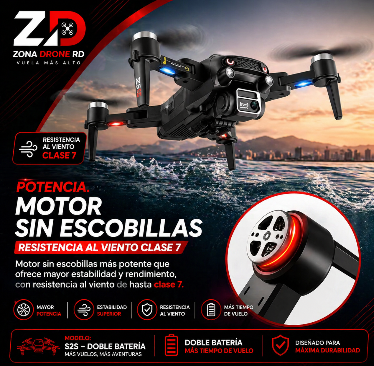 🚁 Drone S2S Series 4K – Potencia, estabilidad y doble duración de batería 🔋