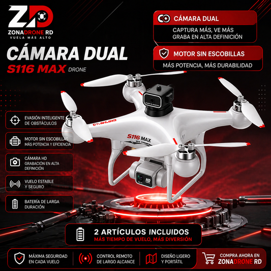 🚁 Drone S116 MAX Doble Cámara 4K – Control total desde tu celular 📲